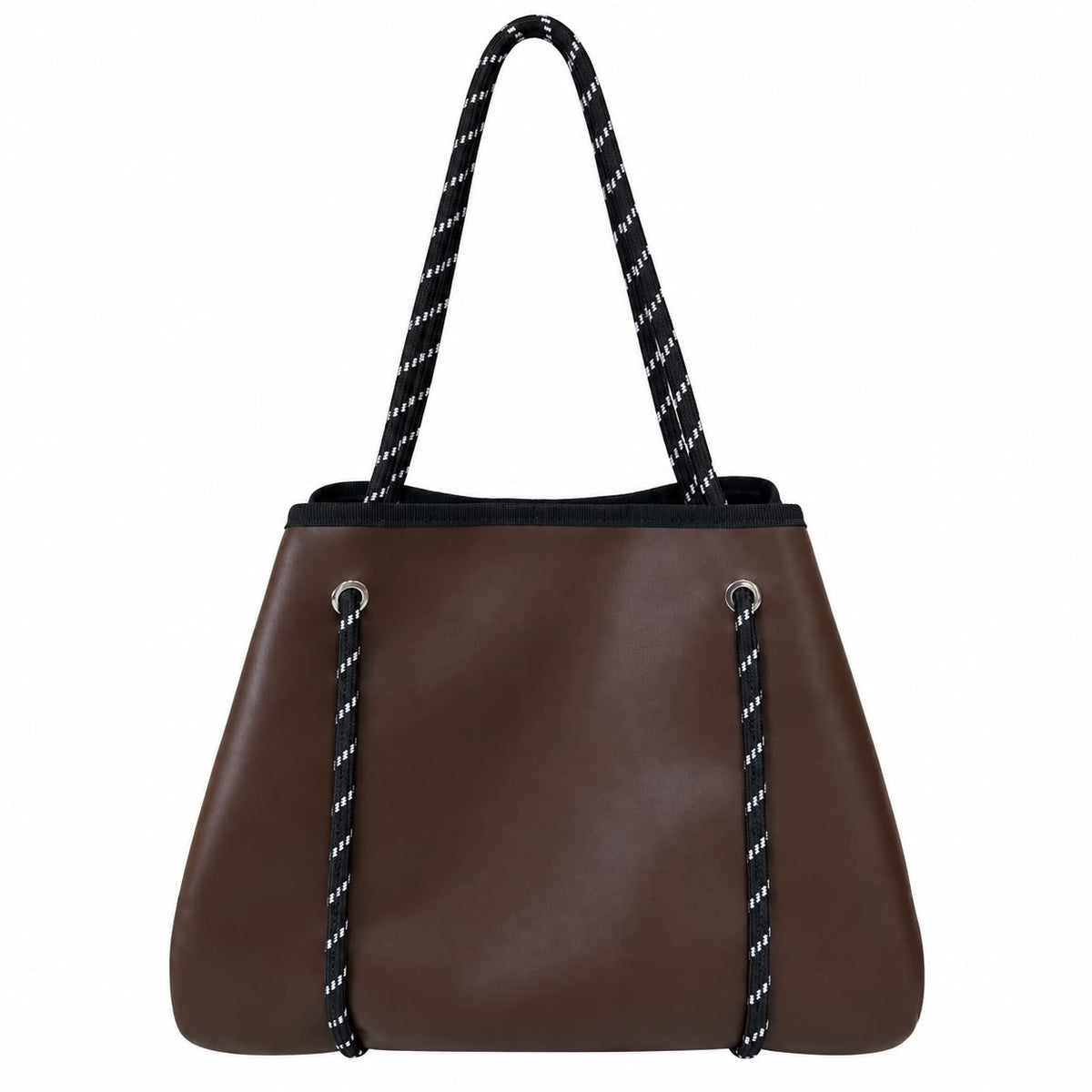 Tote Bag  Marron Cuerda Negras y blanco