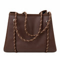 Tote Bag Grande Marron Cuerdas Marrones con blanco