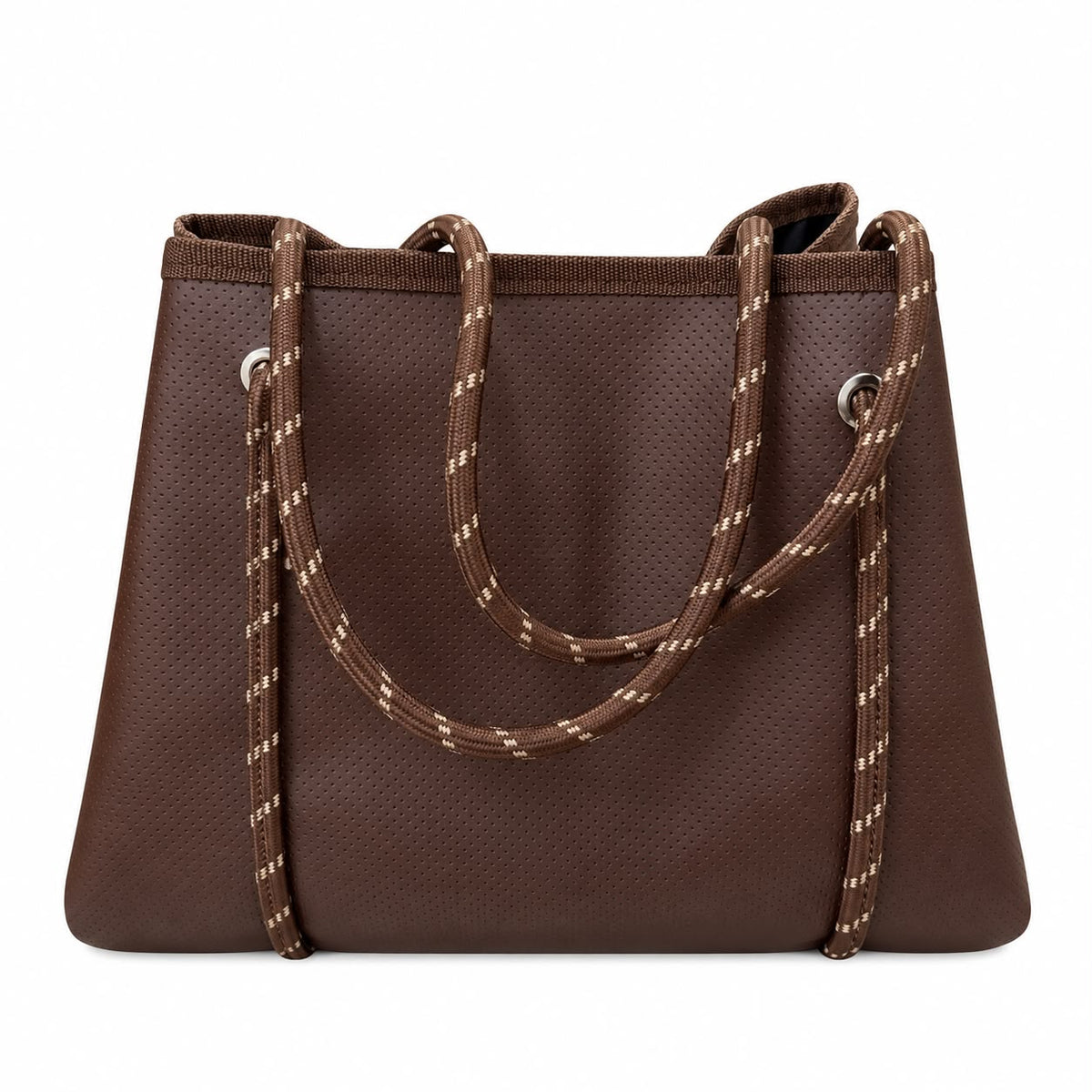 Tote Bag Grande Marron Cuerdas Marrones con blanco