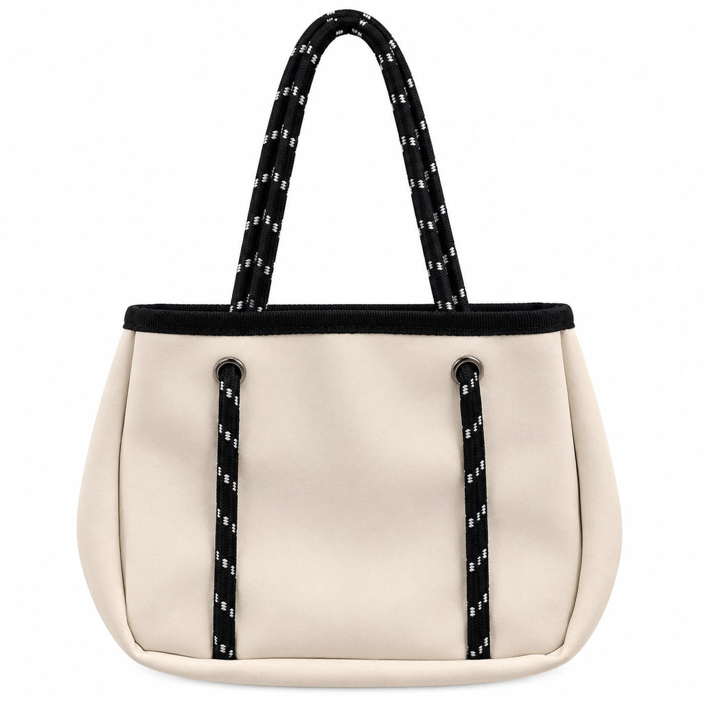 Tote Bag Grande Beige Cuerdas Negras