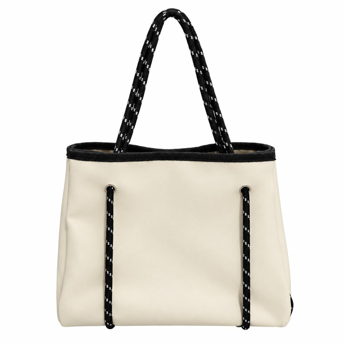 Tote Bag Grande Beige Cuerdas Negras