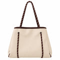 Tote Bag  Beige Cuerda Marron Con Blanco